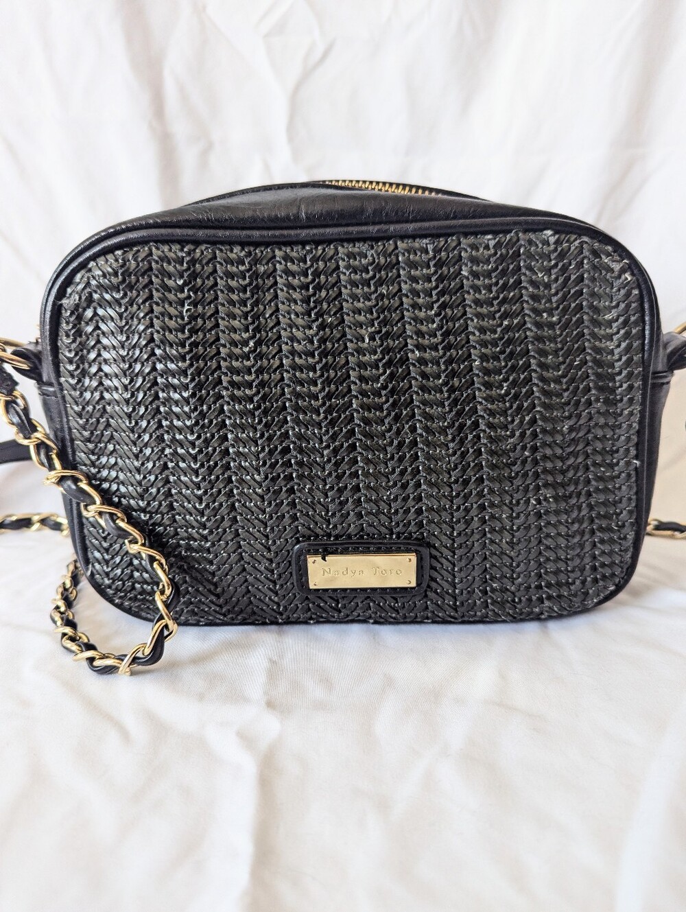 Nadya Toto Navy Blue Leather Crossbody Bag
